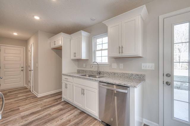 kitchen with white cabinetry, sink, and dishwasher