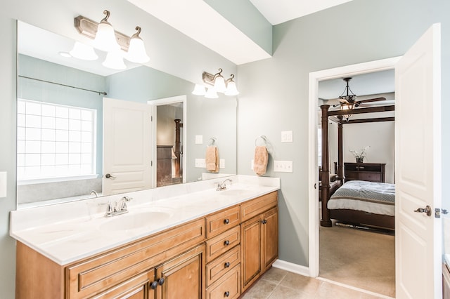 bathroom with vanity and tile patterned floors