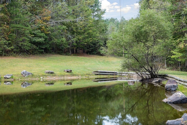 view of yard with a water view