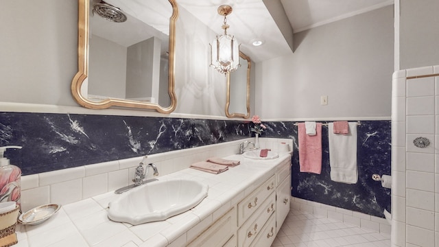 bathroom featuring vanity and tile patterned floors