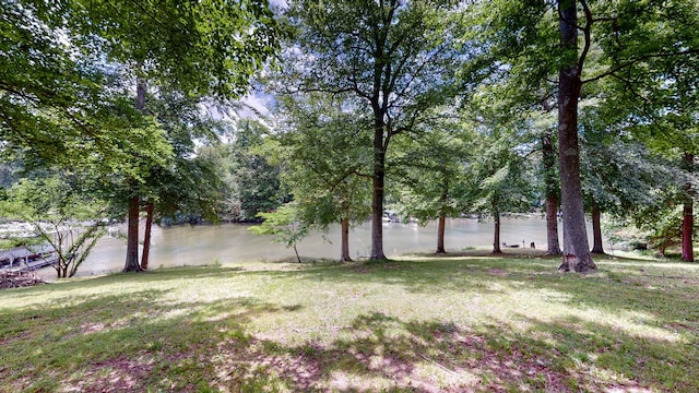 view of yard with a water view