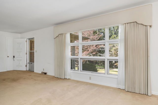 spare room featuring light carpet and a healthy amount of sunlight