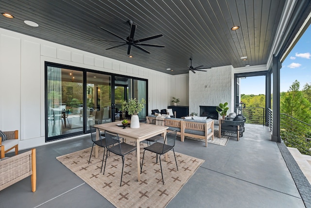 view of patio / terrace featuring outdoor lounge area and ceiling fan