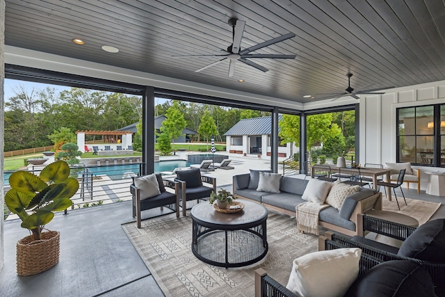 view of patio / terrace with outdoor lounge area and ceiling fan