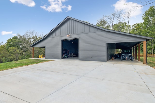 garage with a carport