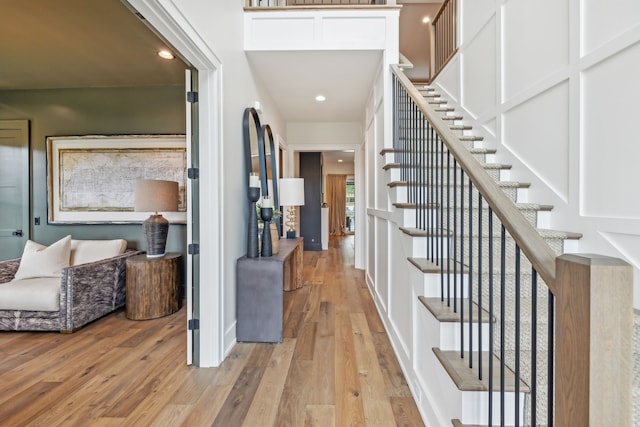 hall featuring light hardwood / wood-style flooring