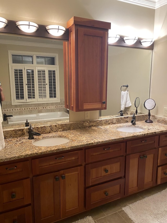 2271 Timberwood Trce, Monteagle, TN 37356 - bathroom with tile patterned flooring, a sink, and ornamental molding