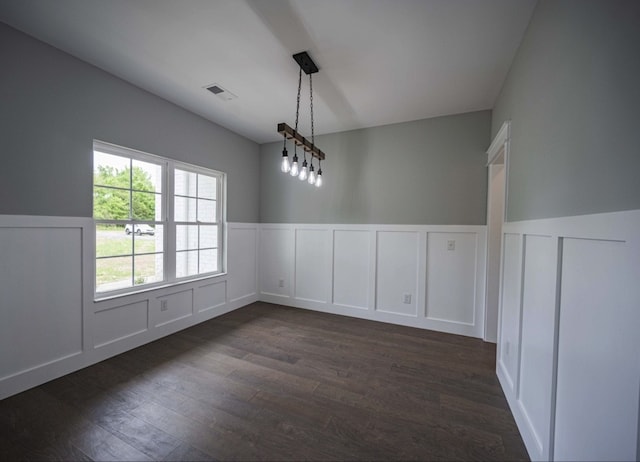 interior space with dark wood-type flooring