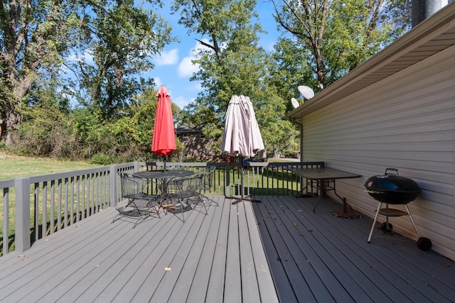 deck featuring grilling area