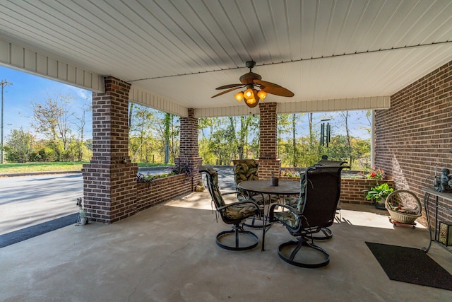 view of patio with ceiling fan