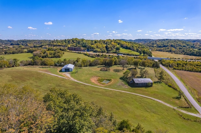 drone / aerial view with a rural view