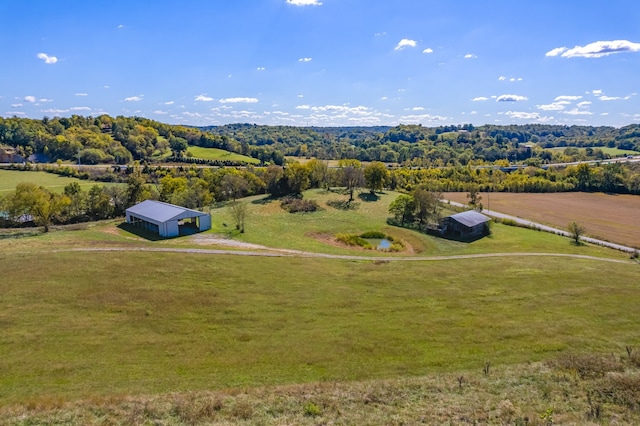 aerial view featuring a rural view