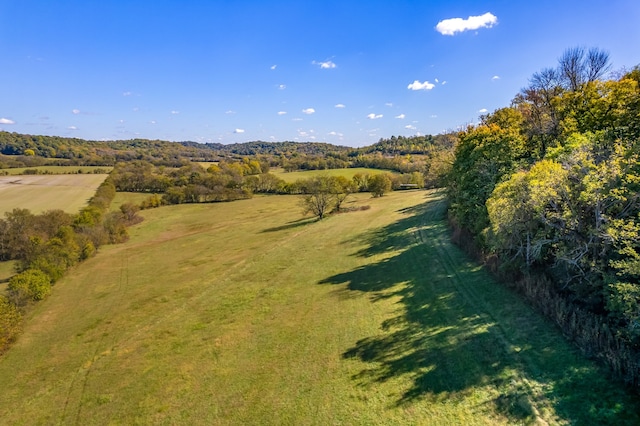 birds eye view of property with a rural view