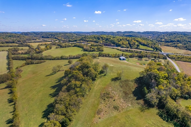 aerial view with a rural view