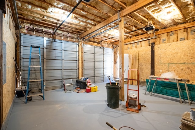 garage with a garage door opener