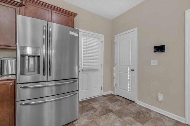 kitchen with stainless steel fridge