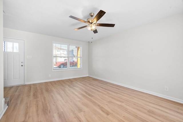 interior space featuring ceiling fan and light hardwood / wood-style flooring