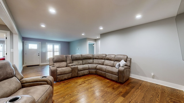 living room featuring hardwood / wood-style flooring