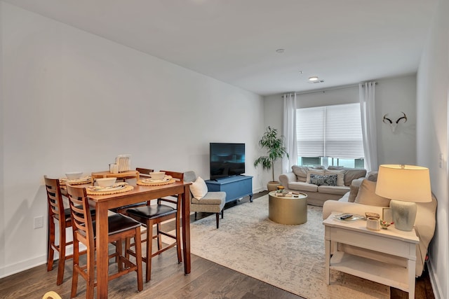 living room with dark wood-type flooring