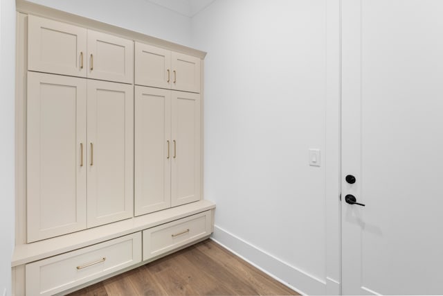 mudroom with wood-type flooring