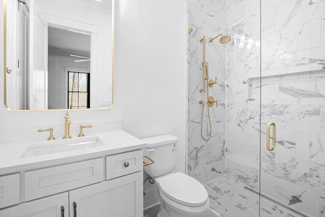 5104 Cobbler Ridge Ct, Franklin, TN 37064 - full bath with toilet, a marble finish shower, and vanity
