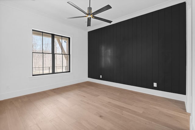 5104 Cobbler Ridge Ct, Franklin, TN 37064 - spare room featuring ornamental molding, light wood finished floors, baseboards, and a ceiling fan