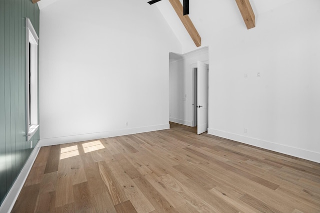 5104 Cobbler Ridge Ct, Franklin, TN 37064 - unfurnished room featuring light wood finished floors, baseboards, and beamed ceiling
