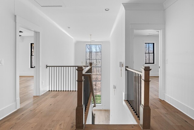 5104 Cobbler Ridge Ct, Franklin, TN 37064 - hallway featuring recessed lighting, an upstairs landing, light wood-style floors, and baseboards