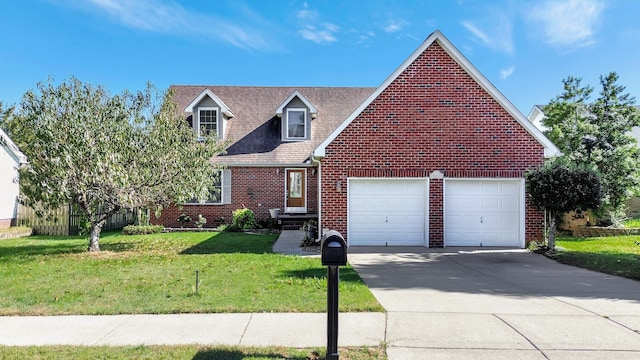 view of front of house with a garage and a front yard