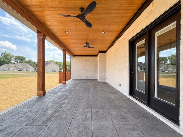 view of patio with ceiling fan