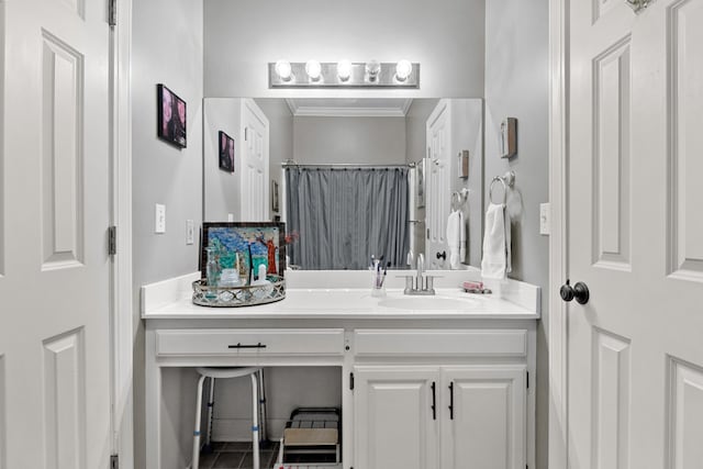 bathroom featuring vanity and a shower with curtain