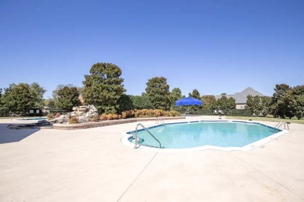 view of pool featuring a patio