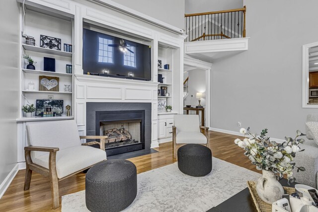 living room with light wood-type flooring