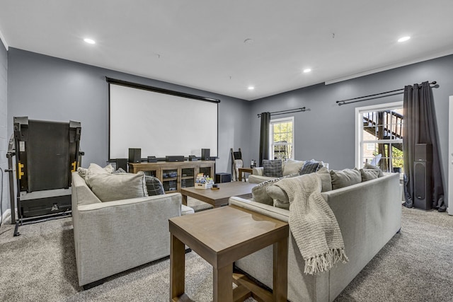 view of carpeted home theater