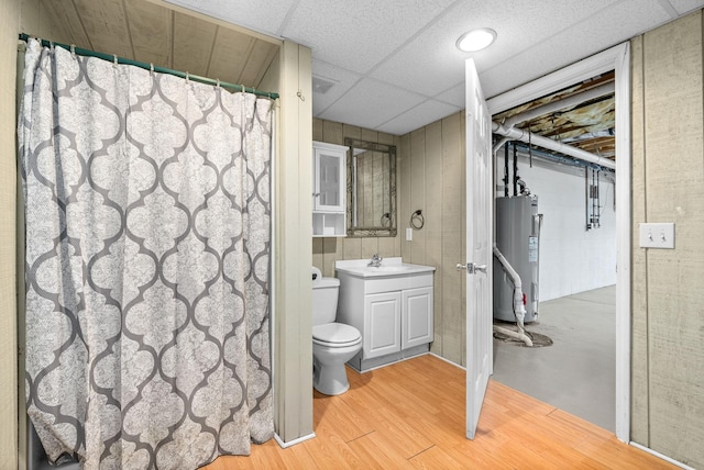 2264 Lock B Rd N, Clarksville, TN 37043 - full bath with water heater, vanity, wood finished floors, a shower with curtain, and a paneled ceiling