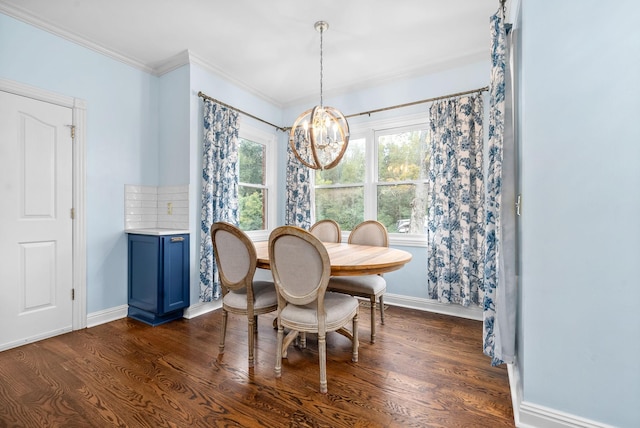 2264 Lock B Rd N, Clarksville, TN 37043 - dining space with a chandelier, dark wood-type flooring, and crown molding