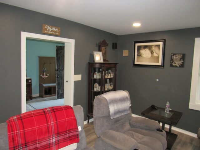 sitting room featuring baseboards and wood finished floors