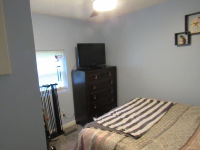 bedroom with baseboards, ceiling fan, and wood finished floors
