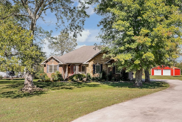 view of front facade with a front lawn and a garage