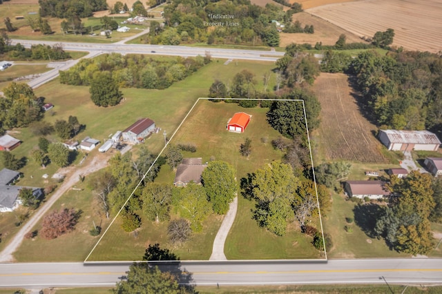 bird's eye view featuring a rural view