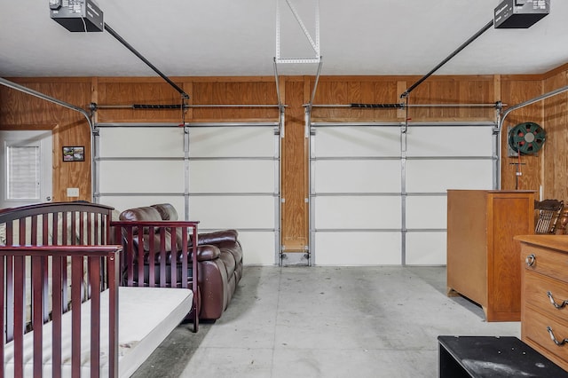 garage with a garage door opener