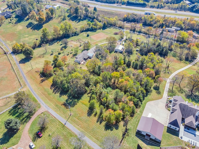 aerial view featuring a rural view