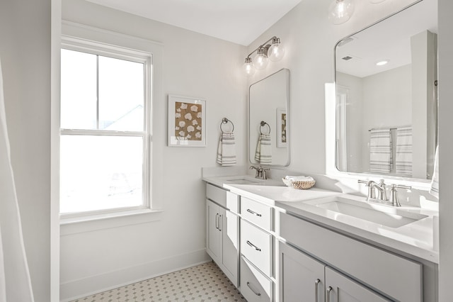 bathroom with vanity and a healthy amount of sunlight