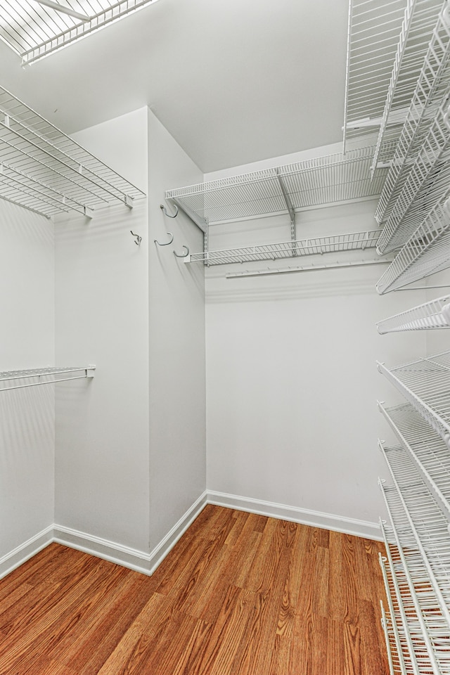 walk in closet with hardwood / wood-style flooring