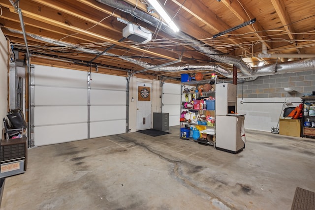 garage with a garage door opener