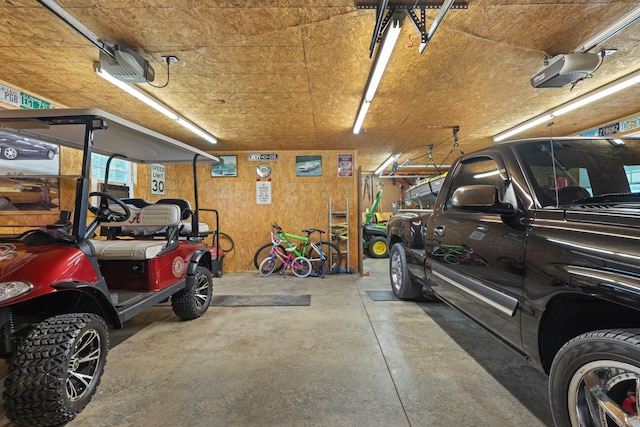 garage with a garage door opener