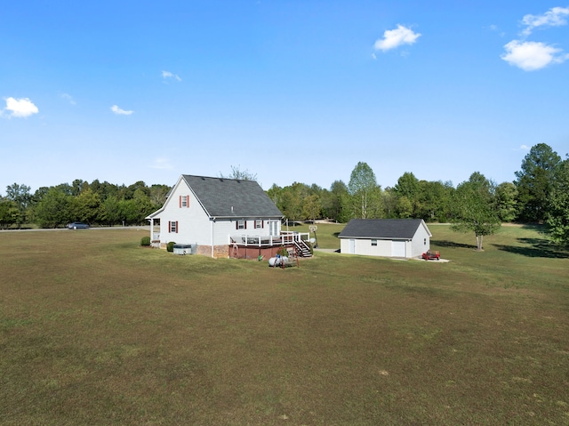 view of yard with a deck