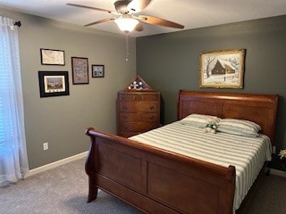 bedroom with carpet floors and ceiling fan