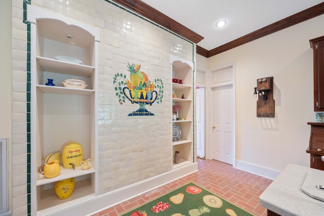 interior space with ornamental molding