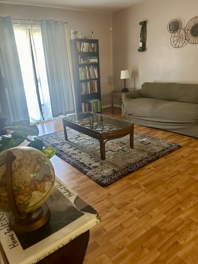 living room with wood finished floors